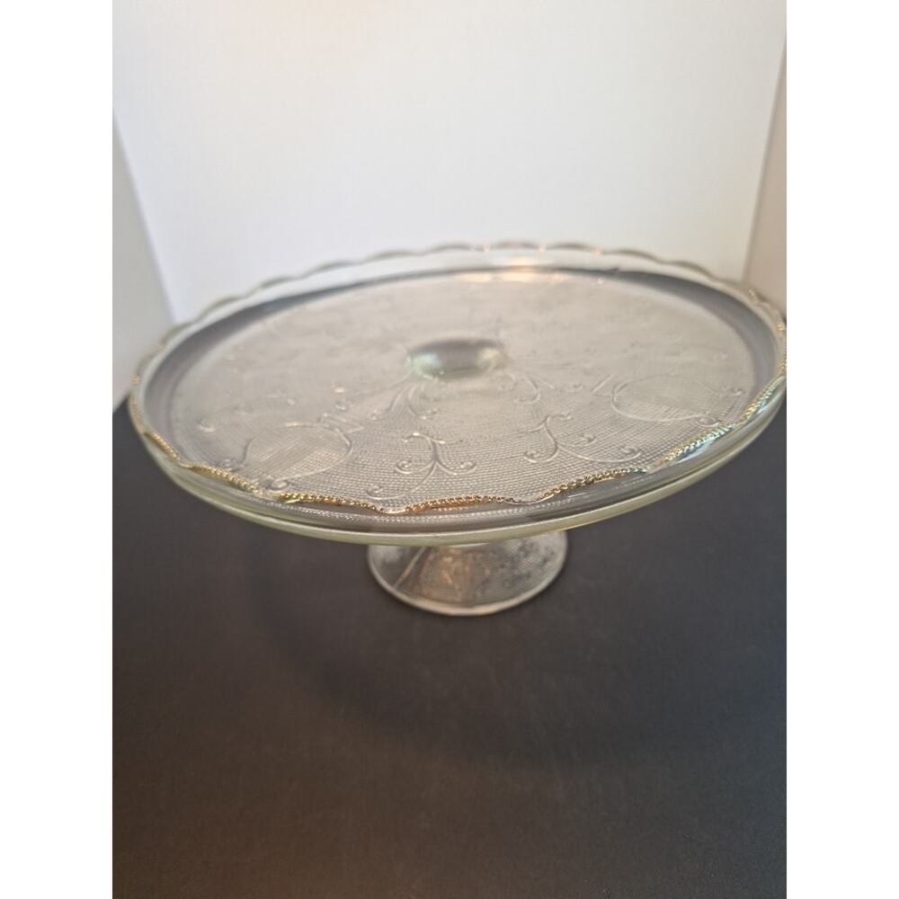 Vintage Jeanette Glass Pedestal Cake Plate,  Harper Design.